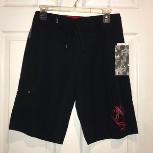 NWT Rusty Boy’s Black Board Shorts Size 18